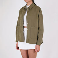 Women Oversized Shirt - Army Green - SW2303045A