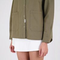 Women Oversized Shirt - Army Green - SW2303045A