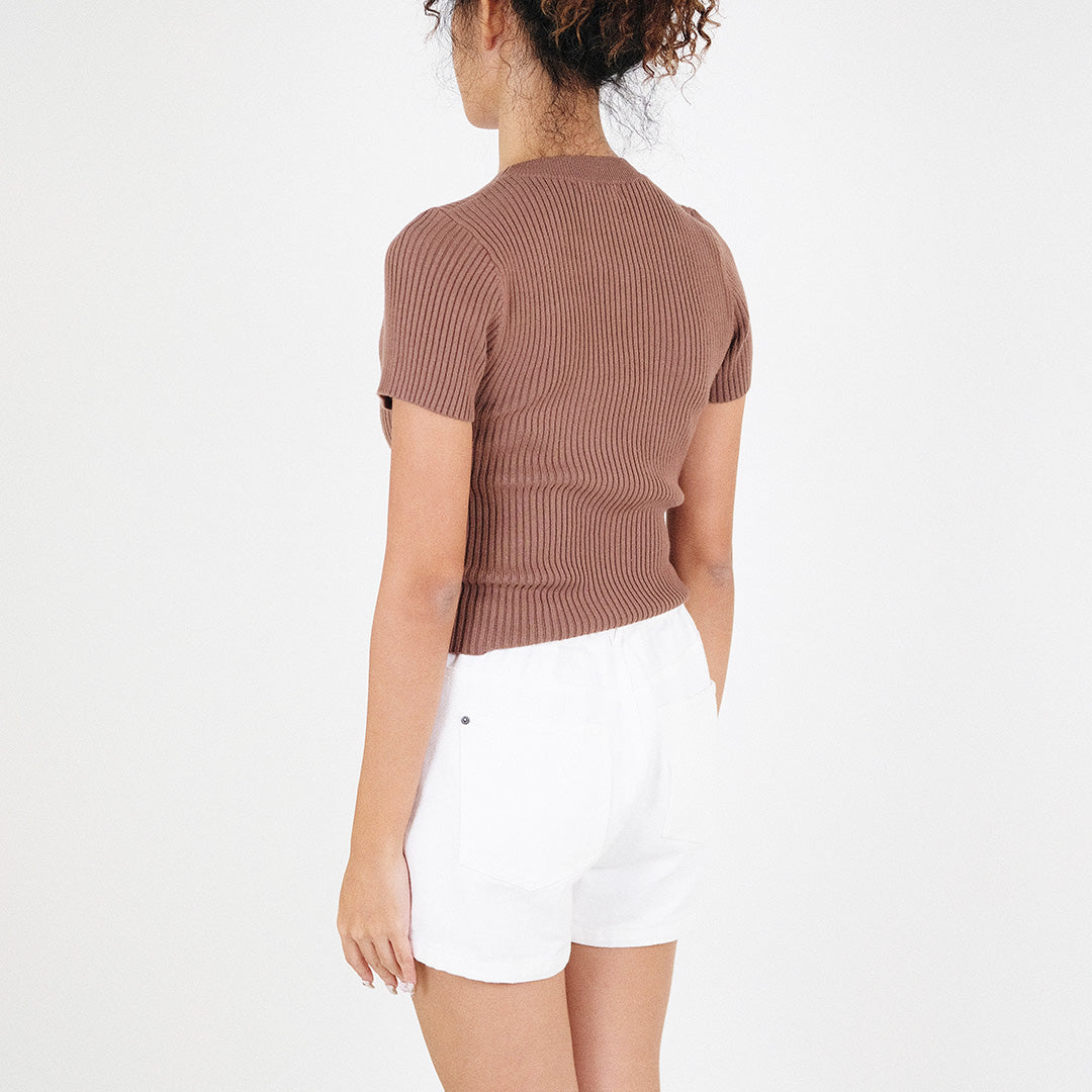 Women Rib-Knit Cropped Top - SW2307074