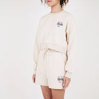 Women Cropped Long Sleeve Top - Beige - SW2307078B