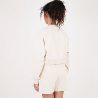Women Cropped Long Sleeve Top - Beige - SW2307078B