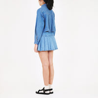 Women Cropped Shirt - Blue - SW2307082B