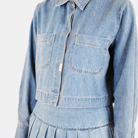 Women Cropped Shirt - Blue - SW2307082B