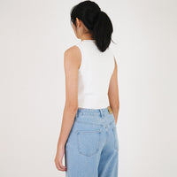 Women Knit Cropped Tank Top - Off White - SW2307139A