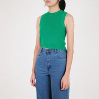 Women Knit Cropped Tank Top - Green - SW2307139C