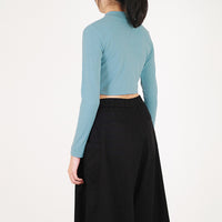 Women Mock Neck Cropped Top - SW2308092