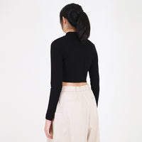 Women Mock Neck Cropped Top - SW2308092