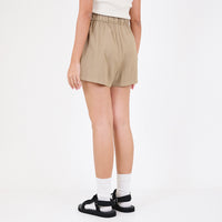 Women Elastic Waist Shorts - Coffee - SW2310135C