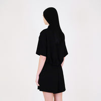 Women Pique Polo Top - Black - SW2311145D