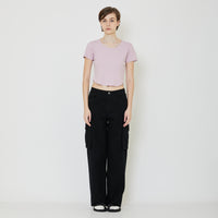 Women Curved Hem Cropped Top - SW2401002