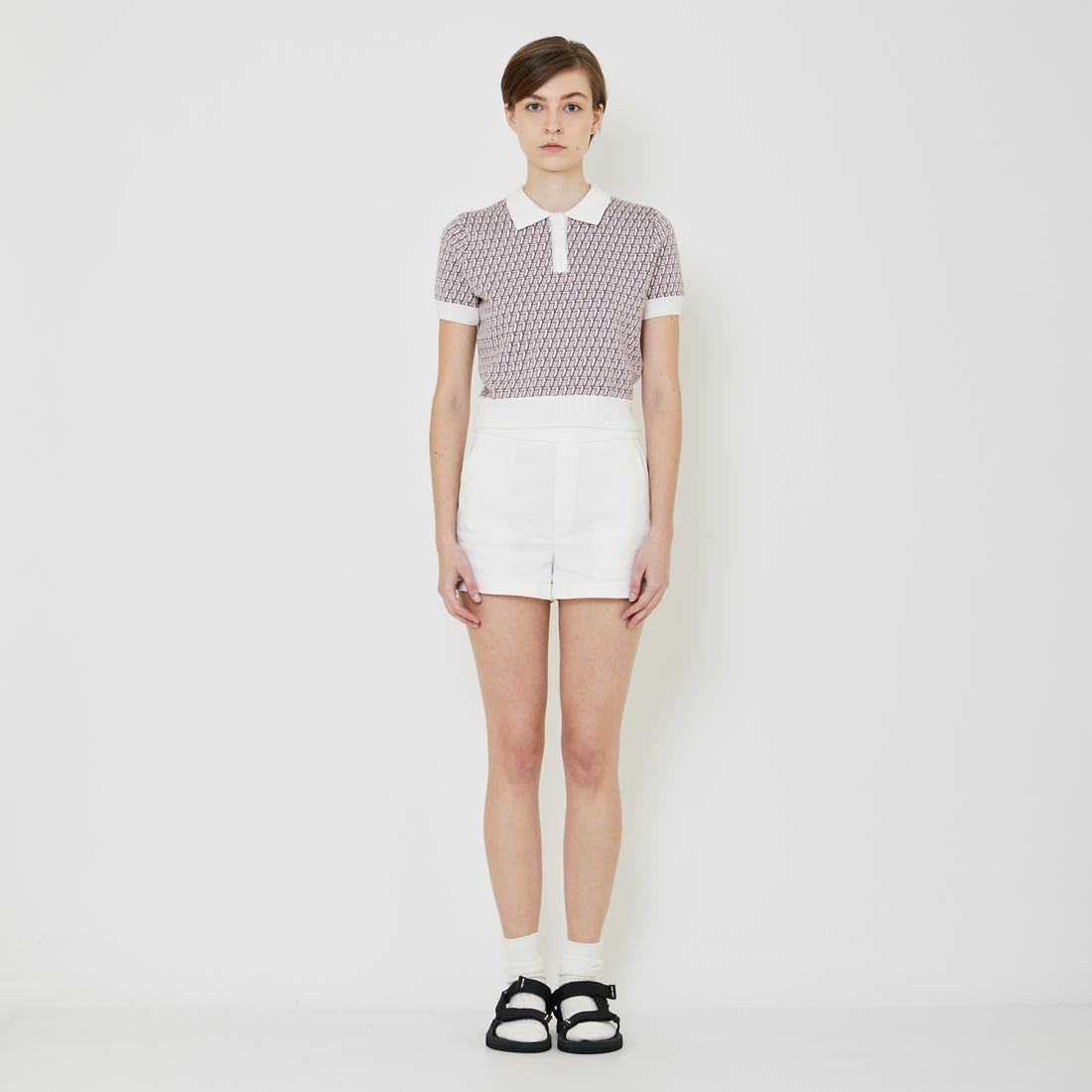 Women Monogram Polo Knit Top - Dusty Purple - SW2401005A