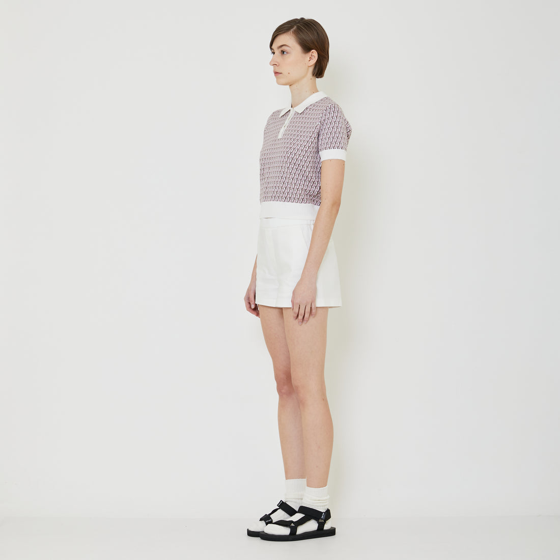 Women Monogram Polo Knit Top - Dusty Purple - SW2401005A