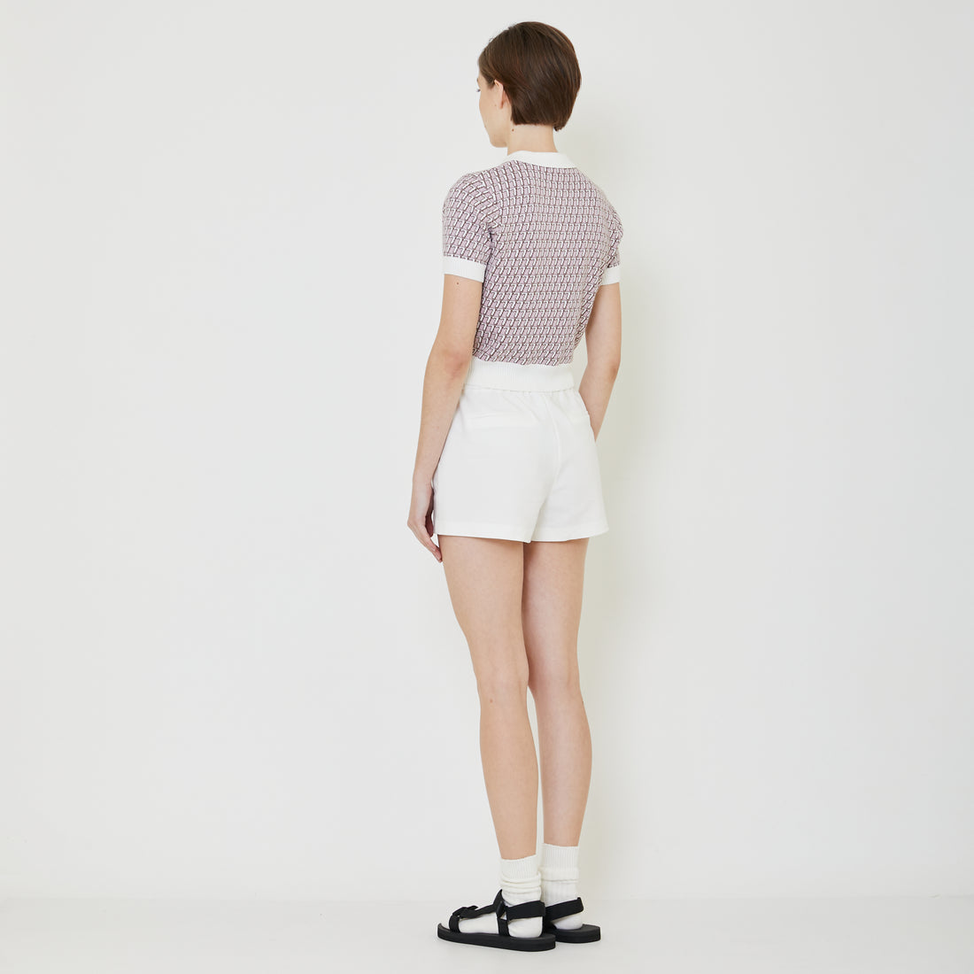 Women Monogram Polo Knit Top - Dusty Purple - SW2401005A