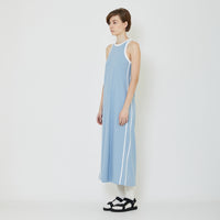 Women Contrast Maxi Dress - Dusty Blue - SW2401009A