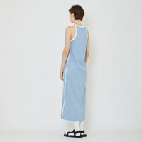 Women Contrast Maxi Dress - Dusty Blue - SW2401009A