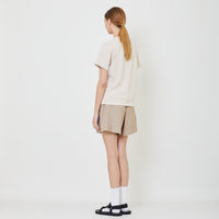 Women Pleated Shorts With Belt - Khaki - SW2401010A