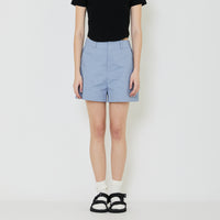 Women Paperbag Shorts - Dusty Blue - SW2401011C
