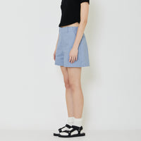 Women Paperbag Shorts - Dusty Blue - SW2401011C