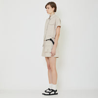 Women Cropped Nylon Shirt - Sand - SW2401019A