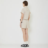 Women Cropped Nylon Shirt - Sand - SW2401019A