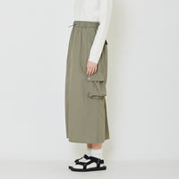 Women Nylon Maxi Skirt - Dusty Green - SW2401021A