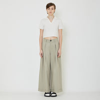 Women Cropped Polo Top - Sand - SW2402024A