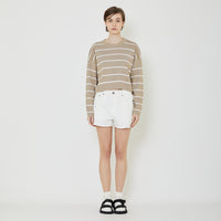 Women Striped Sweater - Khaki - SW2402029D