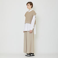 Women Cable Knit Vest - Khaki - SW2402033C