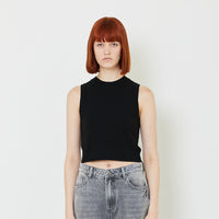 Women Knit Tank Top - Black - SW2407081D