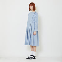 Women Pleated Dress - Light Blue - SW2408117B