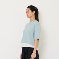 Women Oversized Combined Top - Sky Blue - SW2412217B