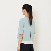 Women Oversized Combined Top - Sky Blue - SW2412217B