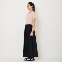 Women Elastic Waist Long Pants - Navy - SW2412241B