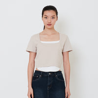 Women 2 in 1 Cropped Top - Light Grey - SW2501006A
