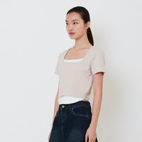 Women 2 in 1 Cropped Top - Light Grey - SW2501006A