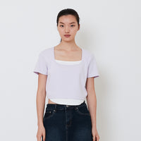 Women 2 in 1 Cropped Top - Light Purple - SW2501006B