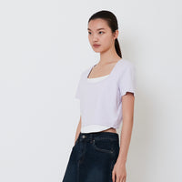 Women 2 in 1 Cropped Top - Light Purple - SW2501006B