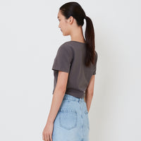 Women 2 in 1 Cropped Top - Grey - SW2501006C