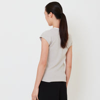 Women Contrast Rib Knit Top - Stone - SW2501012B