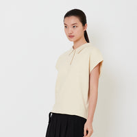 Women Sleeveless Knit Top - Cream - SW2501013B