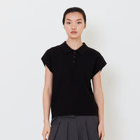 Women Sleeveless Knit Top - Black - SW2501013D