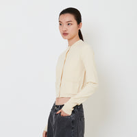 Women Cropped Cardigan - Cream - SW2501014A