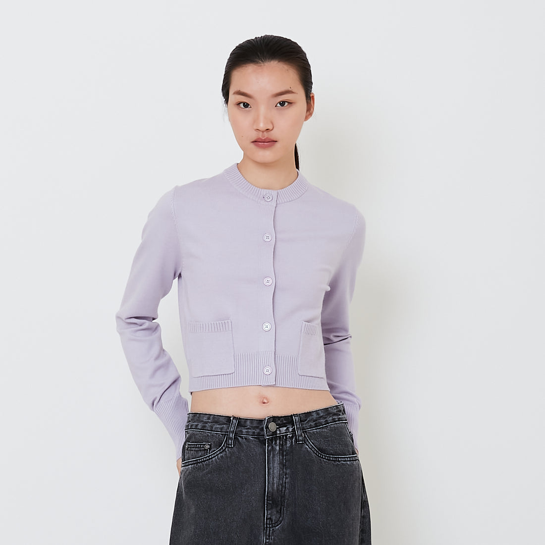 Women Cropped Cardigan - Light Purple - SW2501014B