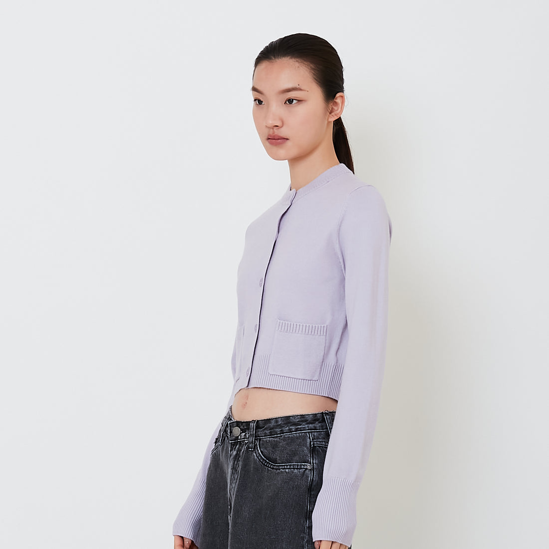 Women Cropped Cardigan - Light Purple - SW2501014B
