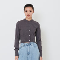 Women Cropped Cardigan - Grey - SW2501014D