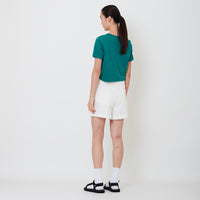 Women Stretch Denim Shorts - Off White - SW2501017A