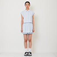 Women Striped Double Layer Skirt - Off White - SW2501022A