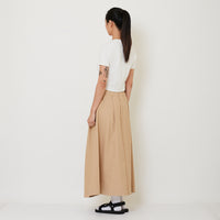 Women Pleated Maxi Skirt With Belt - Khaki - SW2501025A