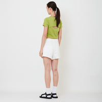 Women Stretch Denim Shorts - Off White - SW2501067A