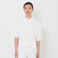 Women Embroidery Terry Hoodie - Off White - SW2502036A